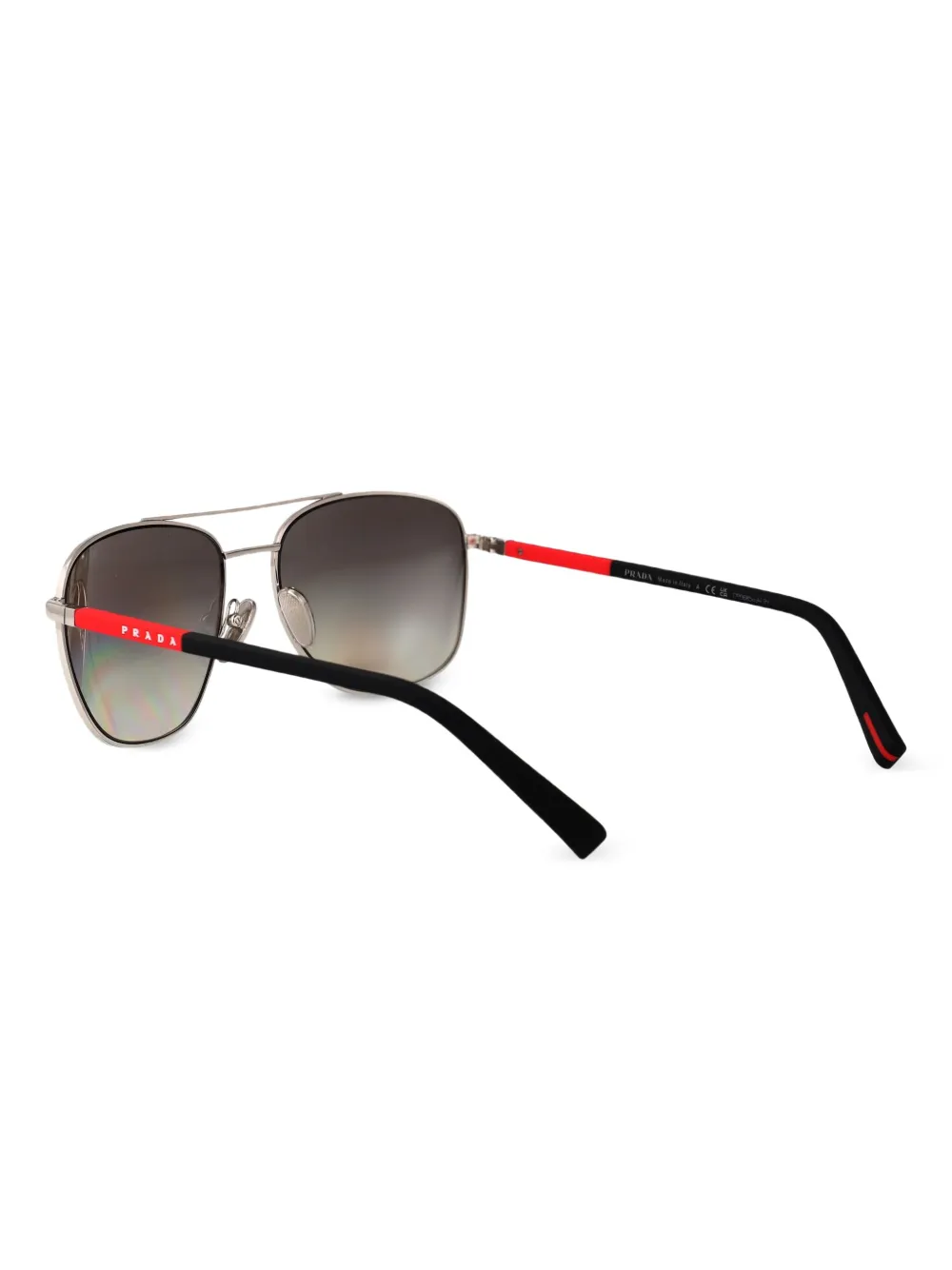 Prada Linea Rossa Zonnebril met metalen montuur Zwart