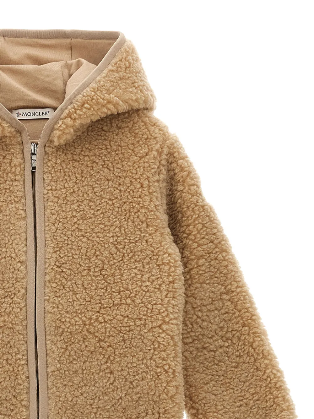 Moncler Enfant Hoodie met teddybeerdetail Beige