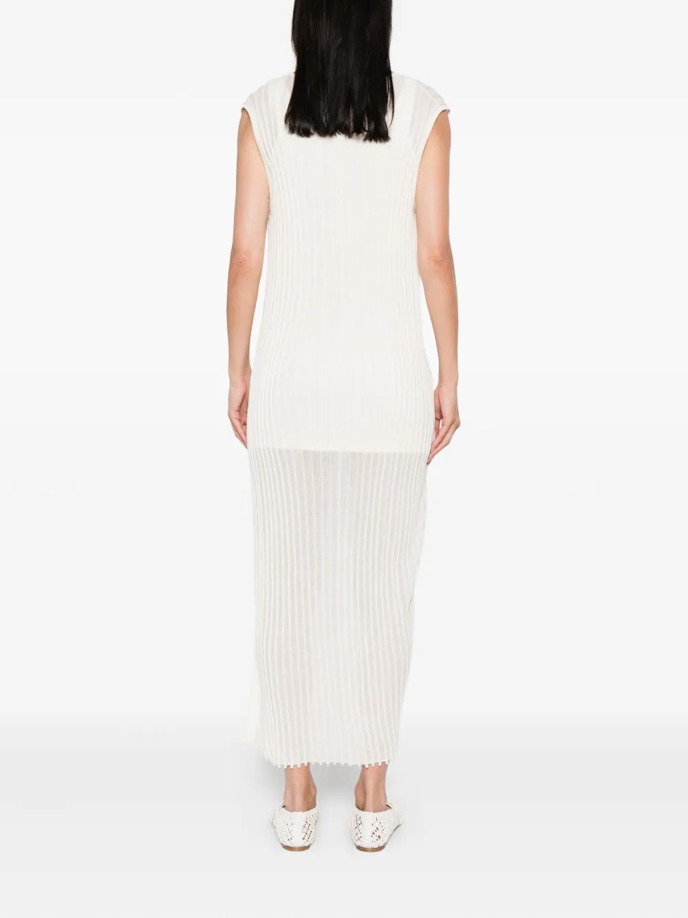 Loulou De Saison Ada Pleated Sleeveless Midi Dress In White