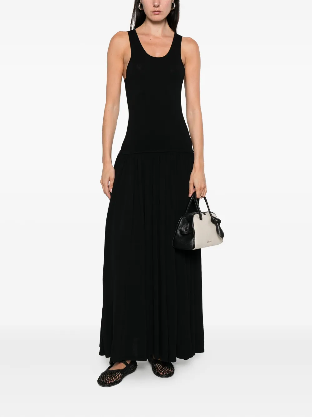 LouLou de Saison Jada gesmockte maxi-jurk met racerback - Zwart