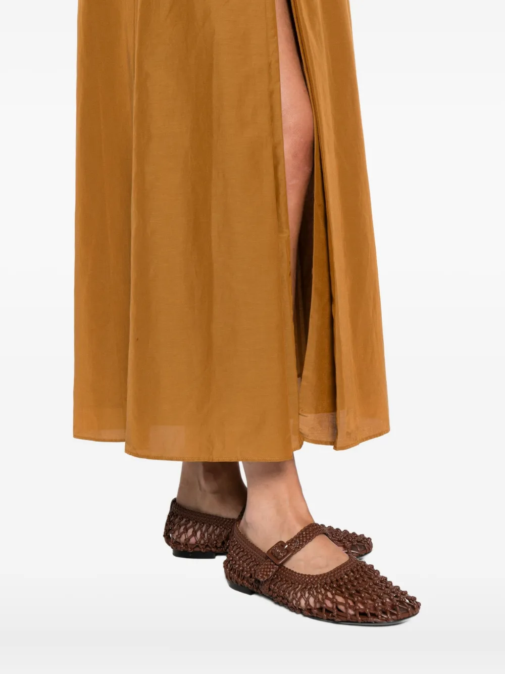 LouLou de Saison Carmen midi-rok met split Bruin