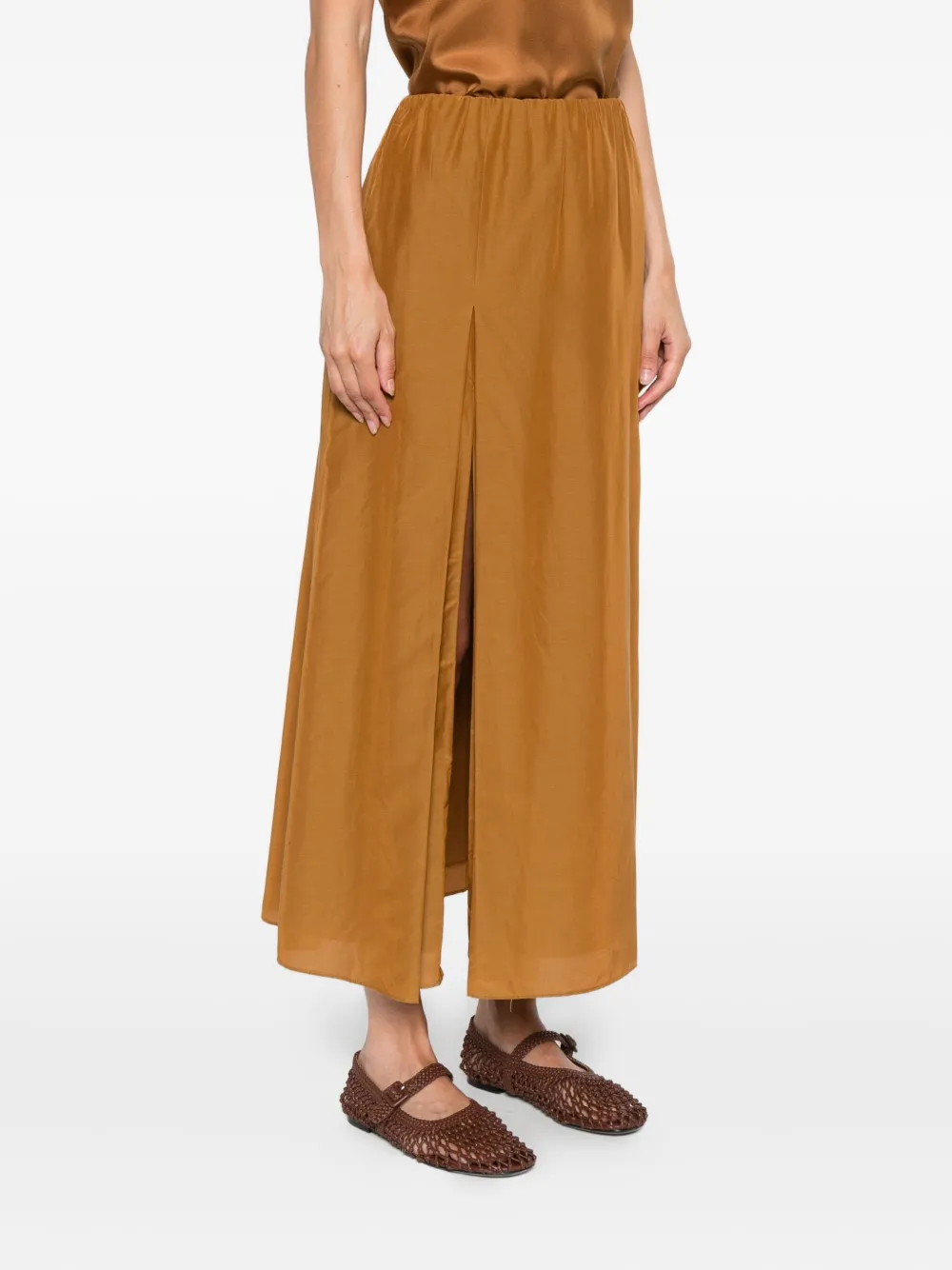 LouLou de Saison Carmen midi-rok met split Bruin