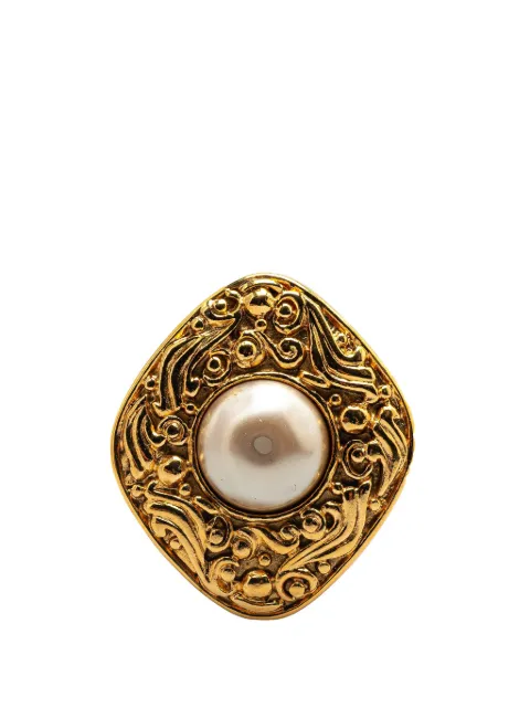 CHANEL Pre-Owned بروش لؤلؤ صناعي مطلي بالذهب 1970-1980