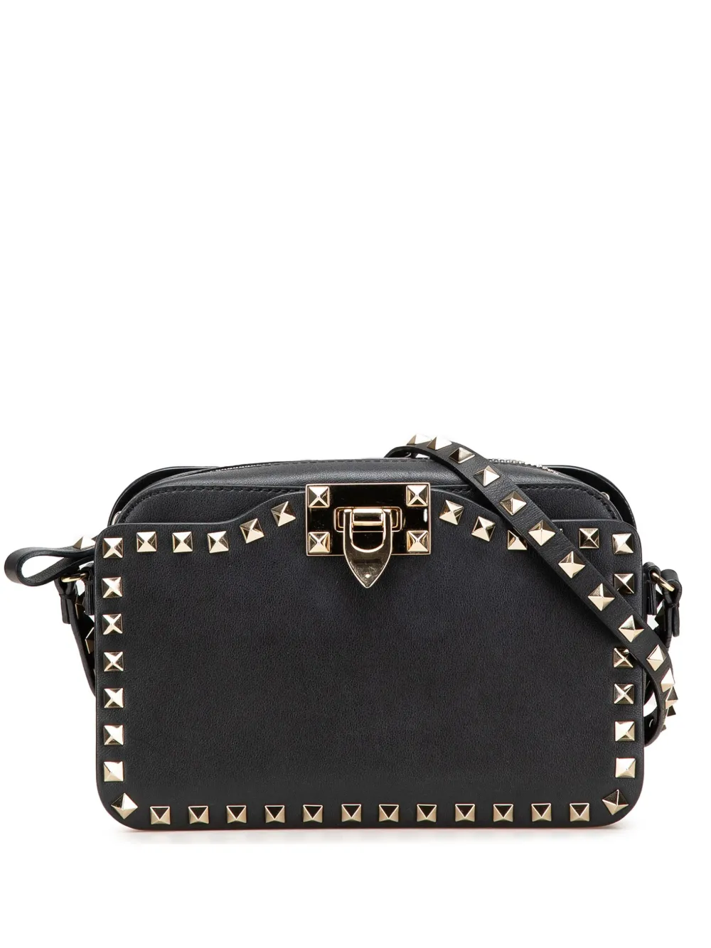 Valentino Garavani Pre-Owned 2000-2017 Leather Rockstud Flip Lock Camera Bag crossbody bag | Black | Image 1
