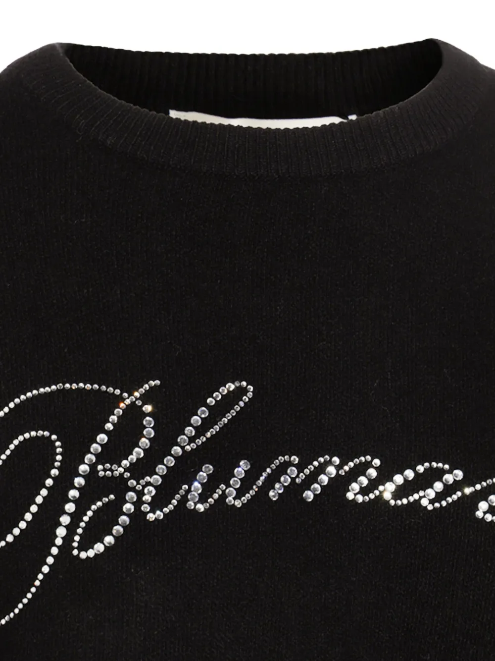 Blumarine crystal-embellished wool sweater Zwart