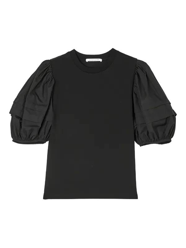 Tシャツ・カットソー CECILIE BAHNSEN Black tech fabric Brooklyn top Vilde T-Shirt – La Garçonne