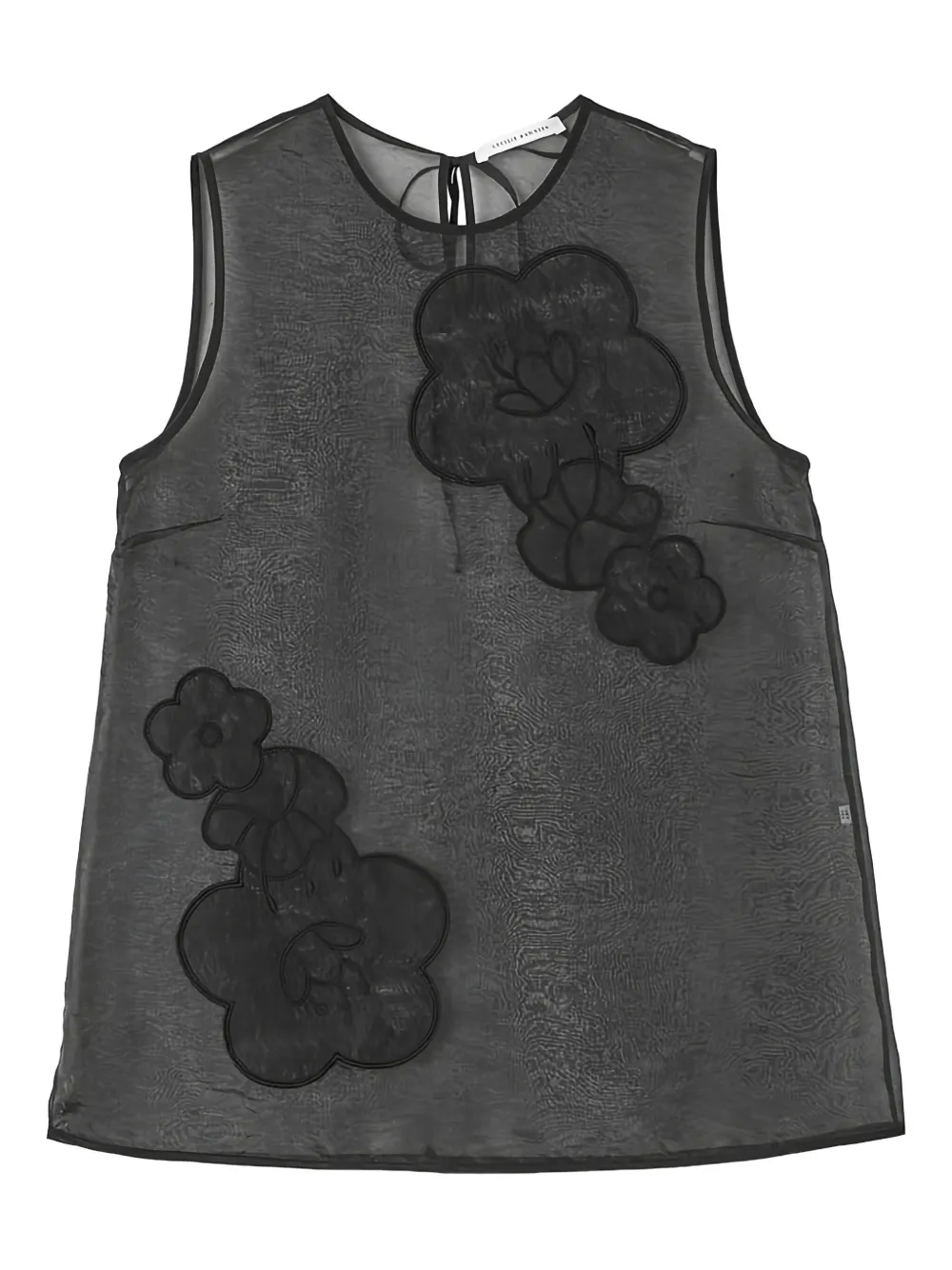 Cecilie Bahnsen Alba flower-embellishment top Zwart