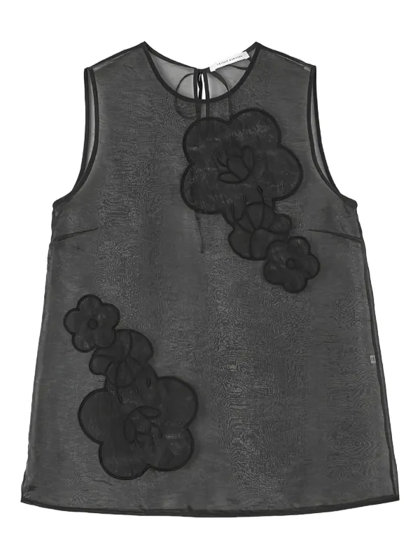 Cecilie Bahnsen Alba flower-embellishment Top | Black | FARFETCH