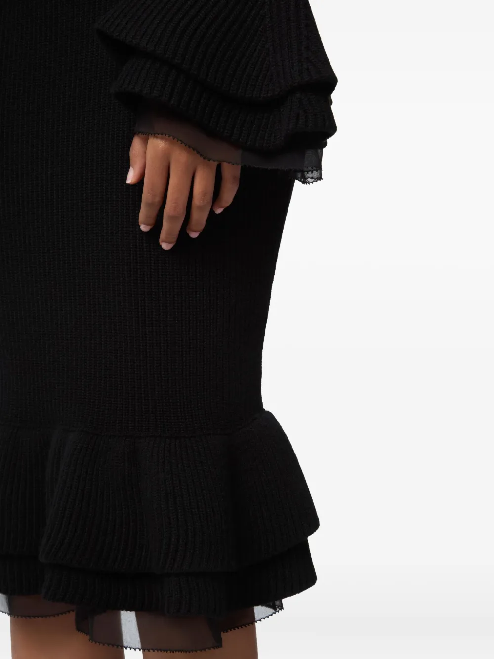 Nina Ricci ruffled knit skirt Zwart