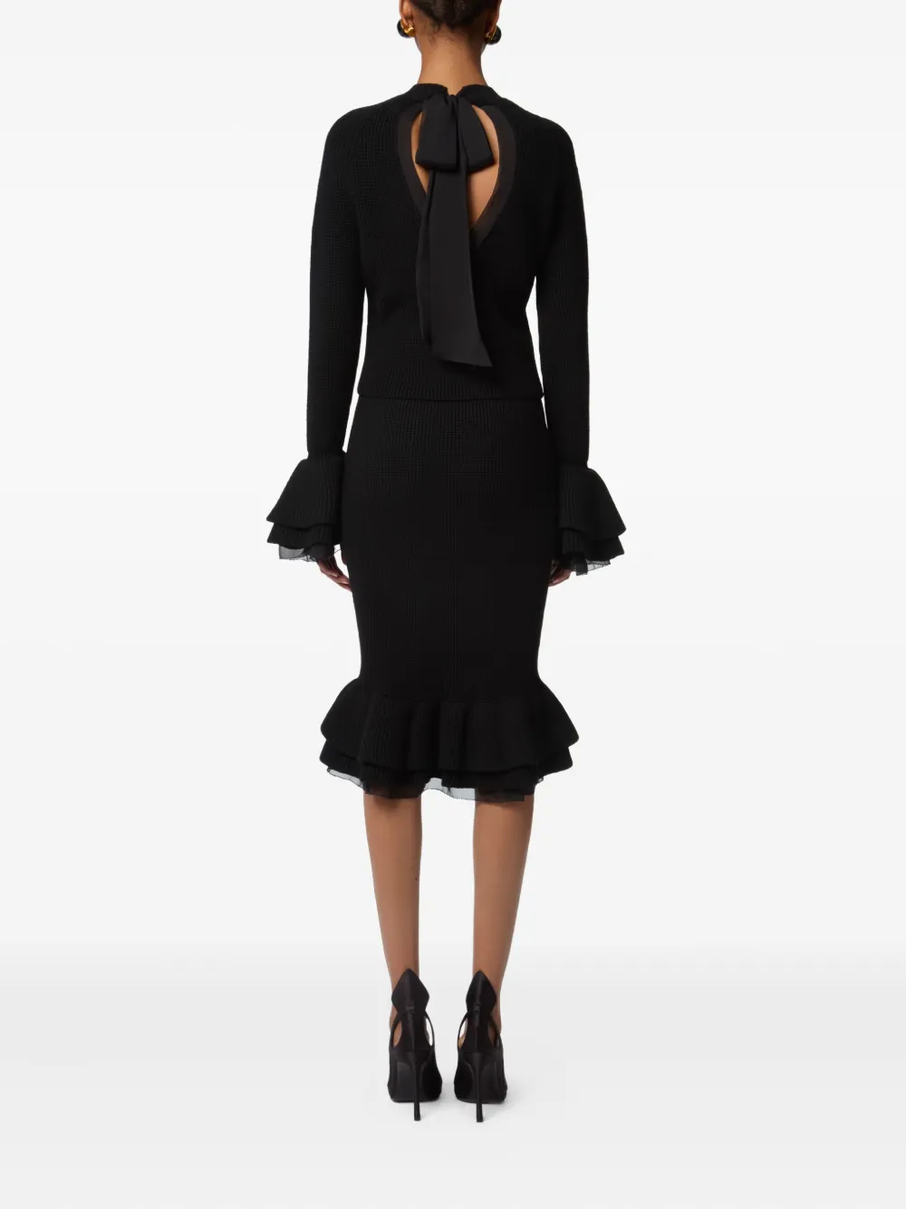 Nina Ricci ruffled knit skirt Zwart