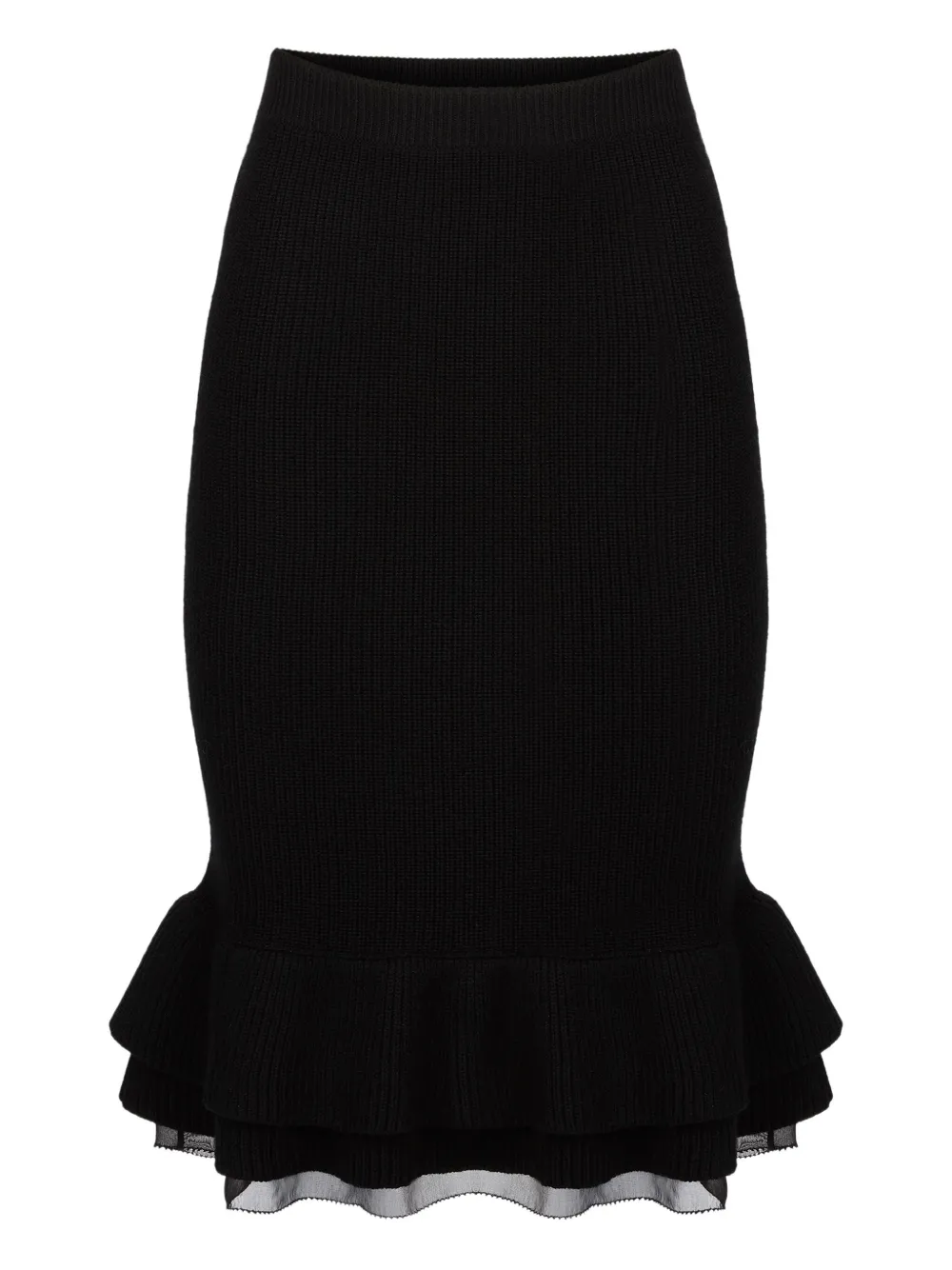 Nina Ricci ruffled knit skirt Zwart