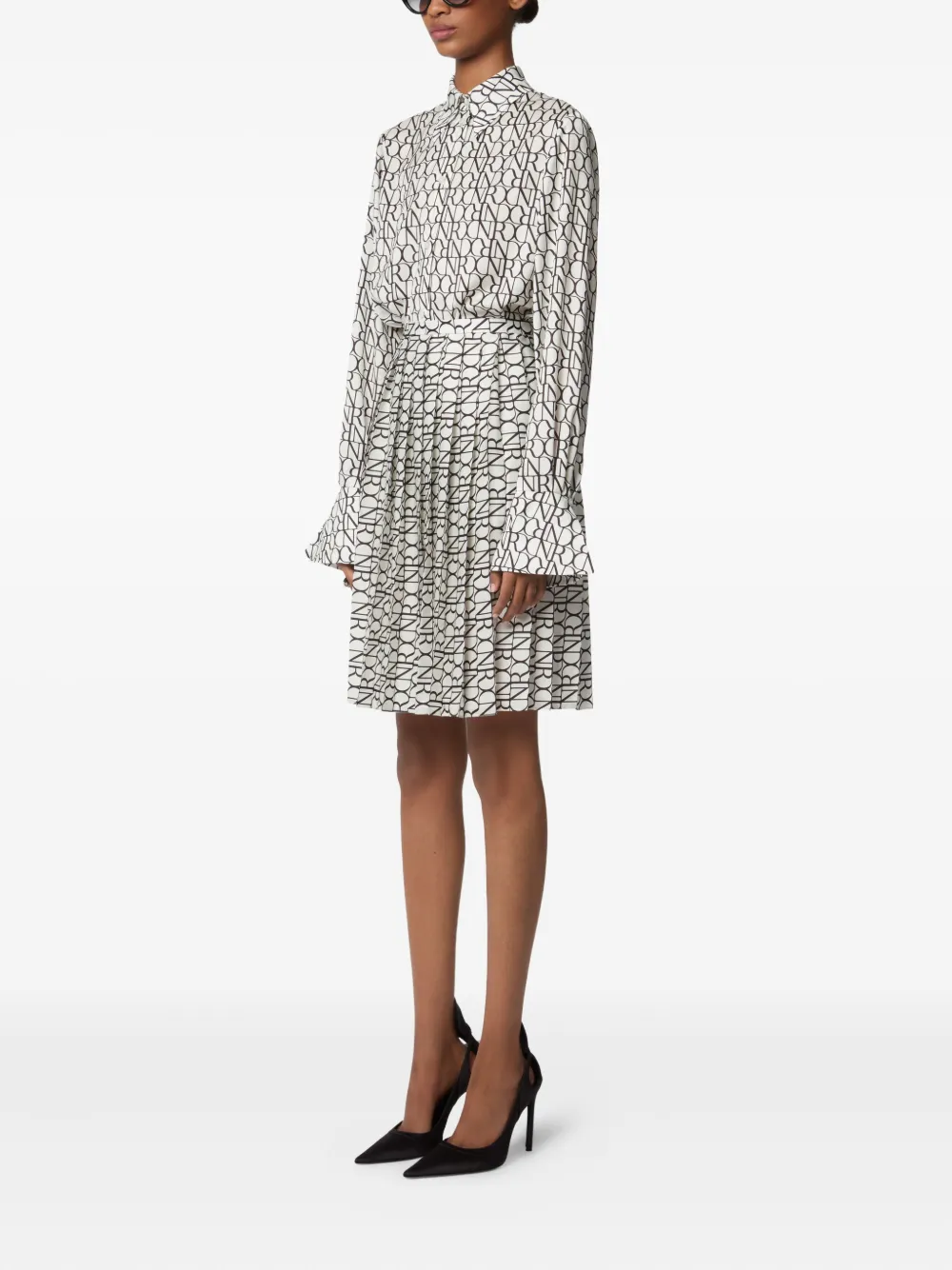 Nina Ricci Plooirok met monogram Wit