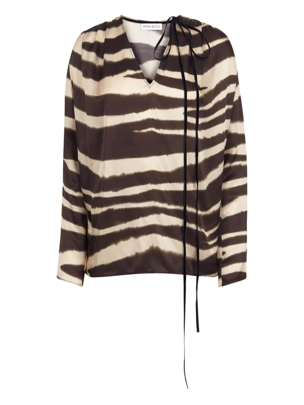 Nina Ricci zebra-print V-neck top | Neutrals | Image 1