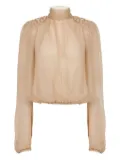 Nina Ricci high-neck puffed-sleeve top - Neutrals