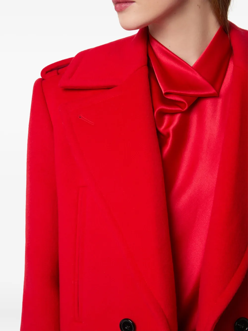 Nina Ricci Wollen jas met dubbele rij knopen Rood