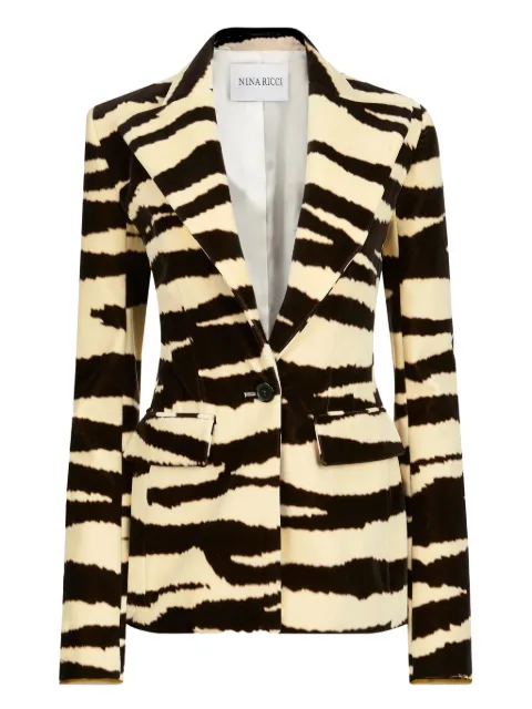 Nina Ricci zebra-print single-breasted blazer