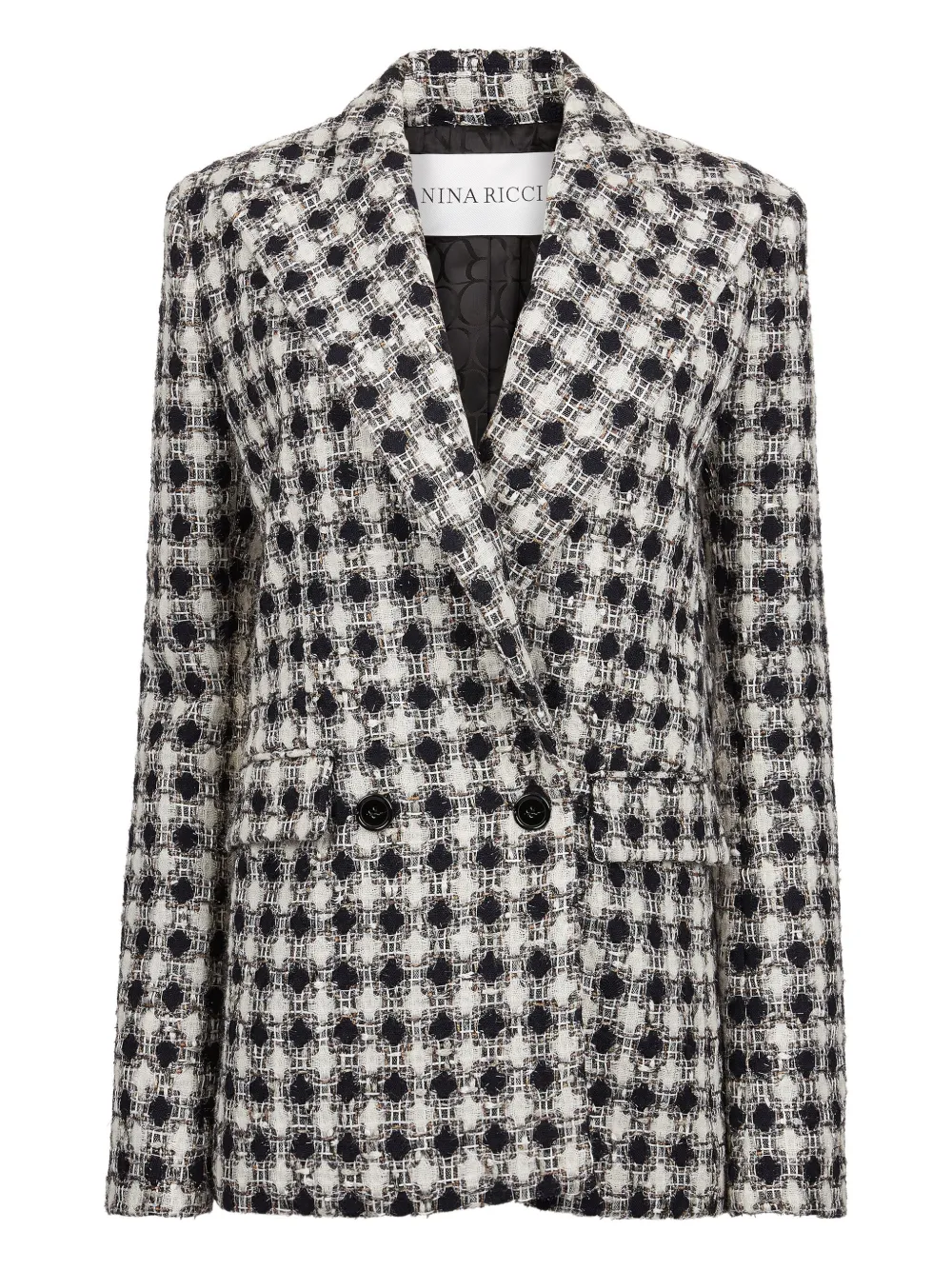Nina Ricci tweed check double-breasted jacket - Schwarz