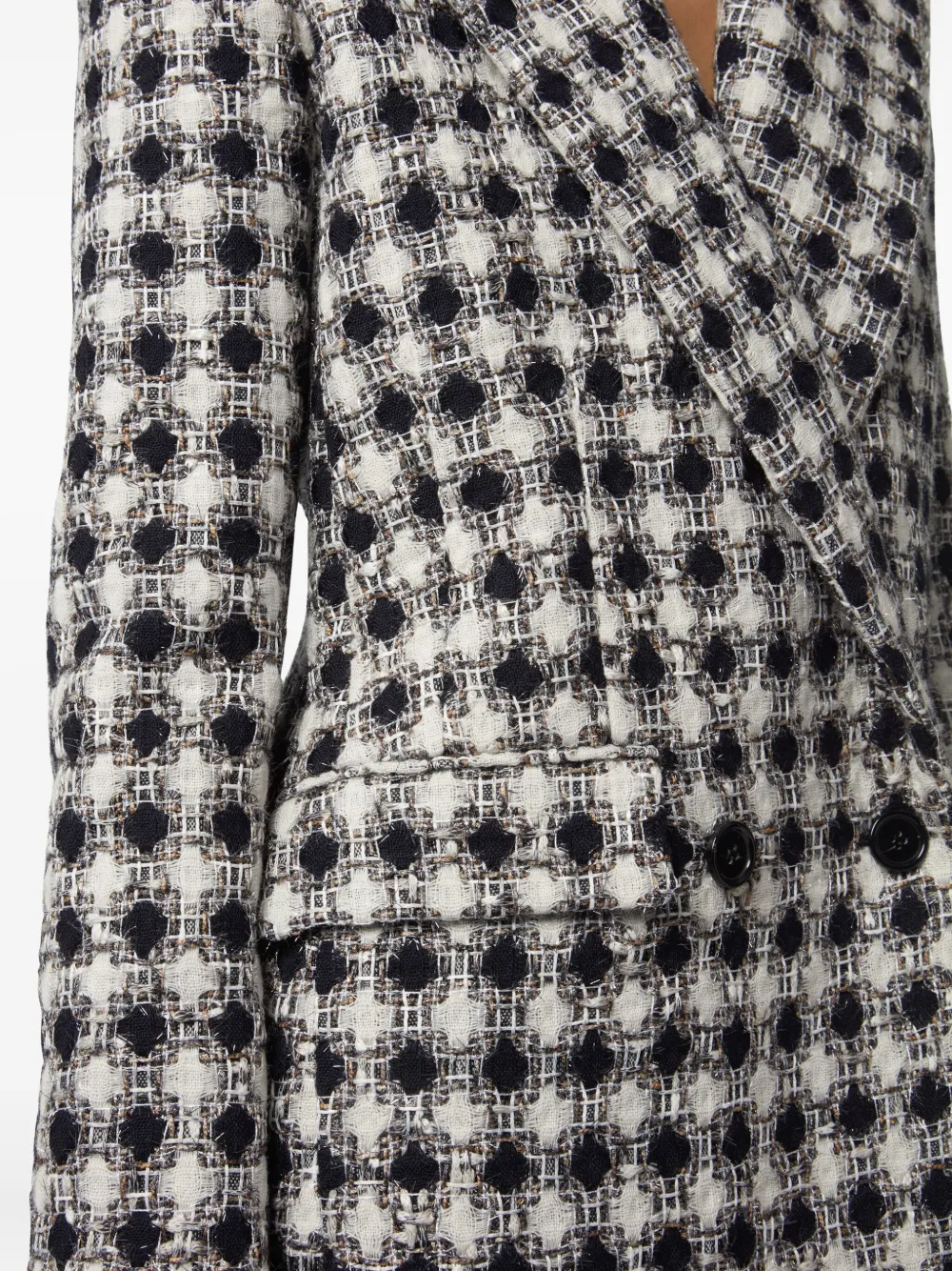 Nina Ricci Tweed geruit jack met dubbele rij knopen Zwart