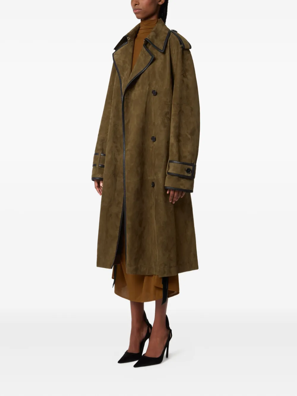 Nina Ricci Jas met leren afwerking en ceintuur Groen