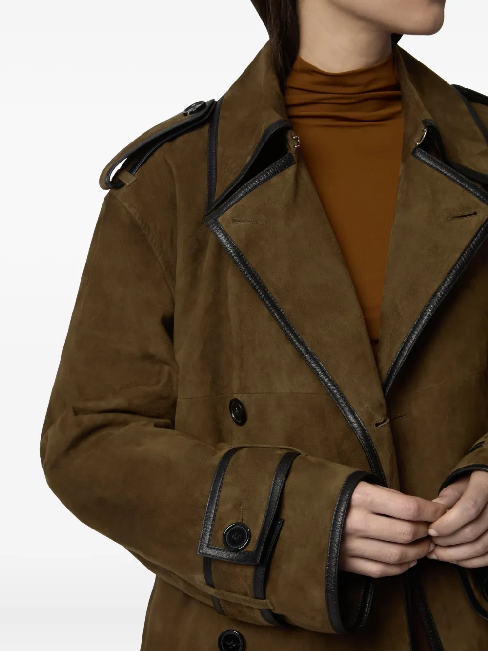 Nina Ricci Jas met leren afwerking en ceintuur Groen