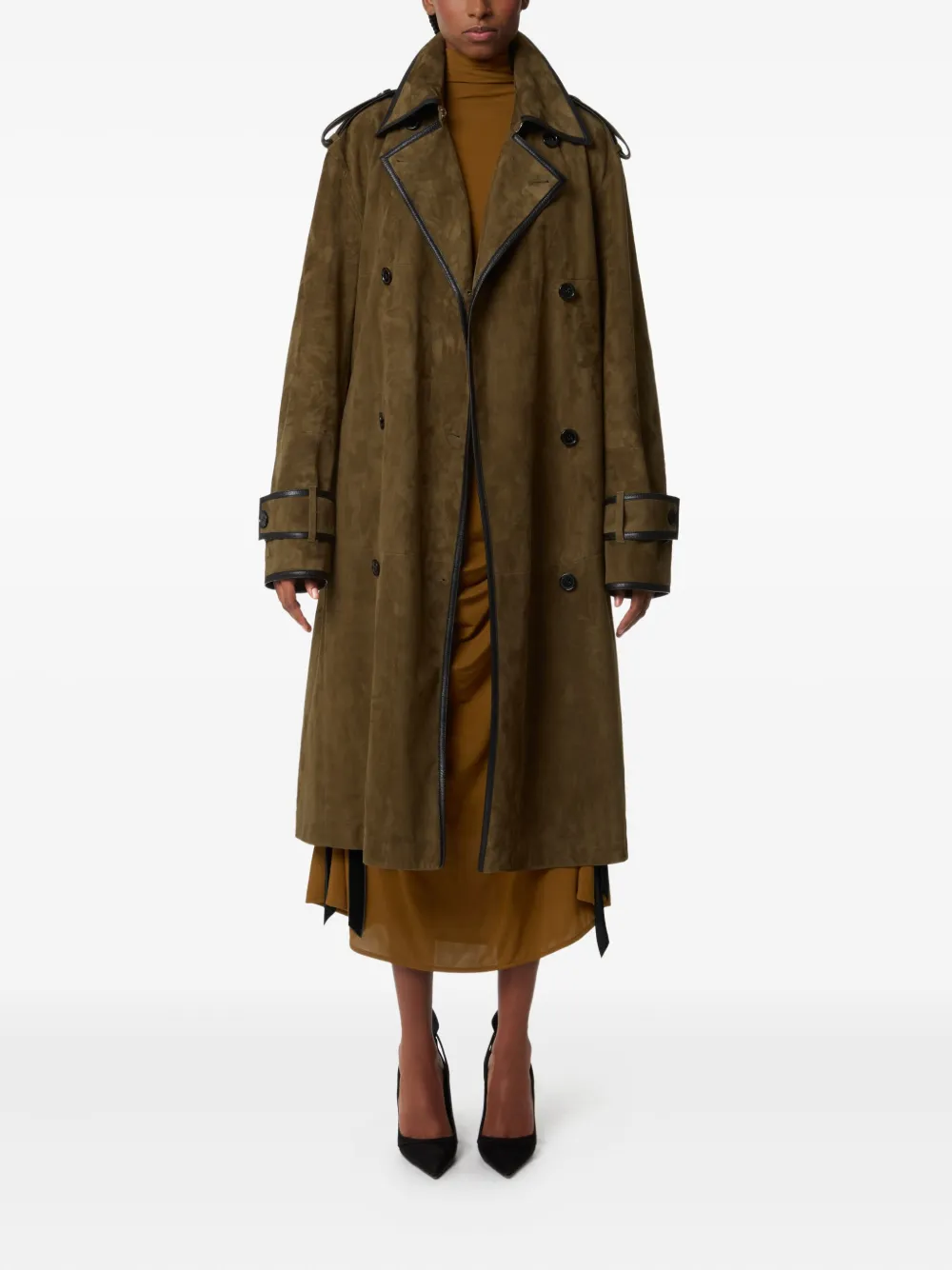 Nina Ricci Jas met leren afwerking en ceintuur - Groen