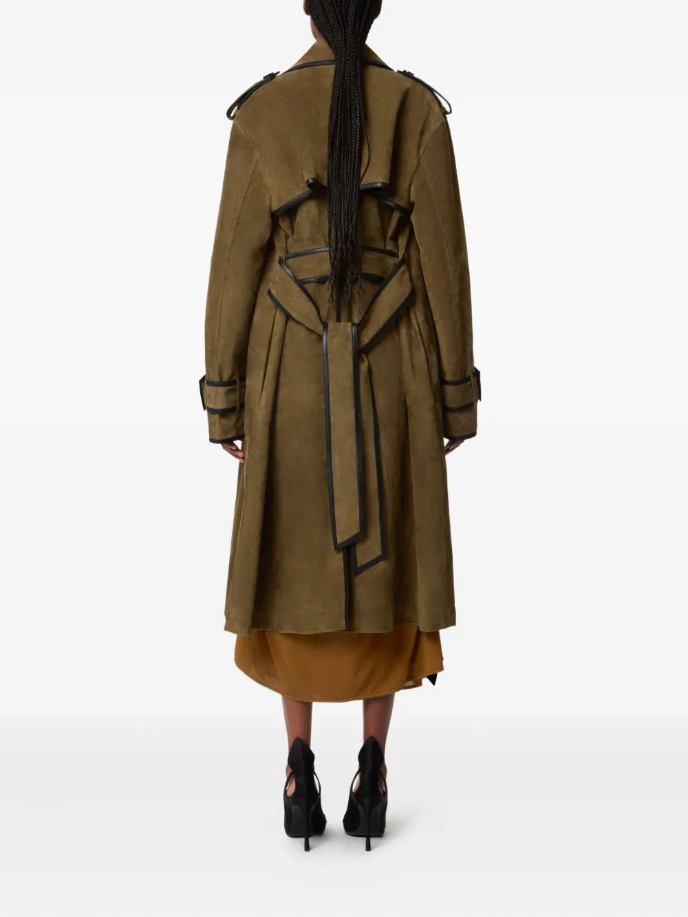 Nina Ricci Jas met leren afwerking en ceintuur Groen