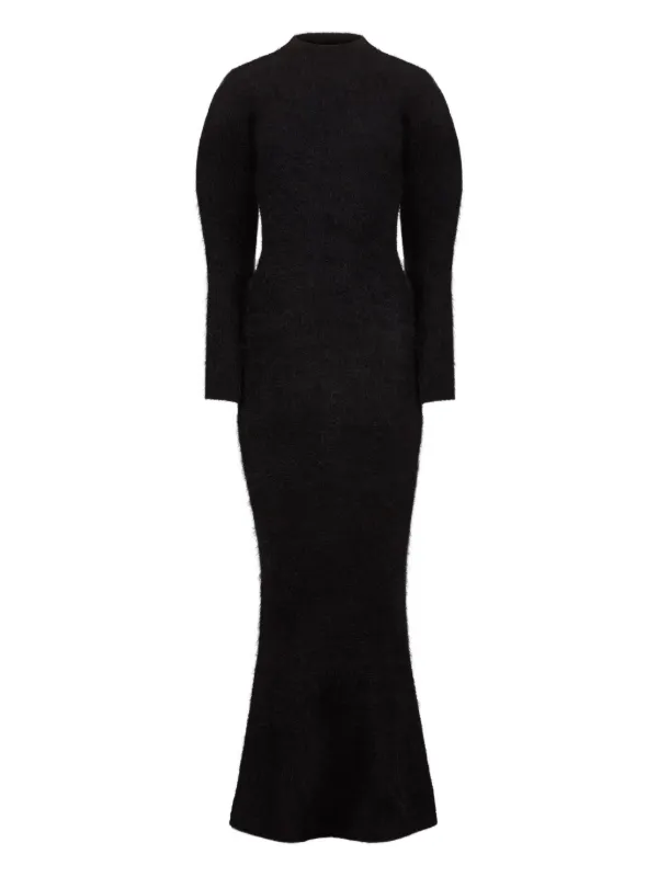 Nina Ricci Brushed-knit Long-sleeve Maxi Dress in Black