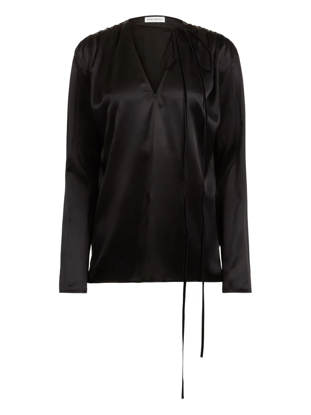 Nina Ricci V-neck satin top - Nero