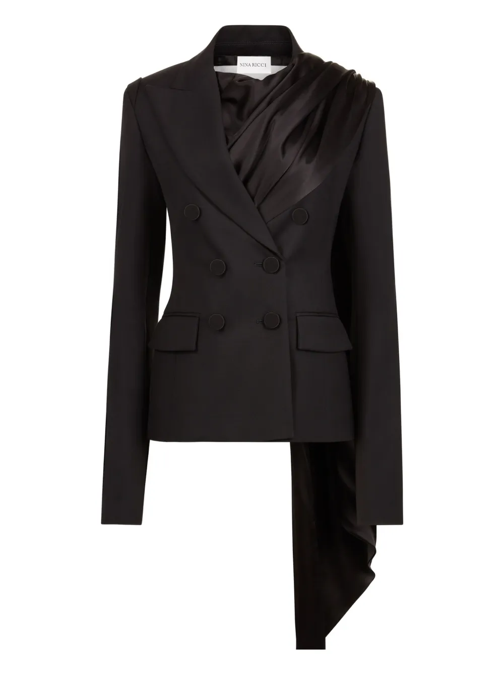 Nina Ricci draped-scarf blazer Zwart
