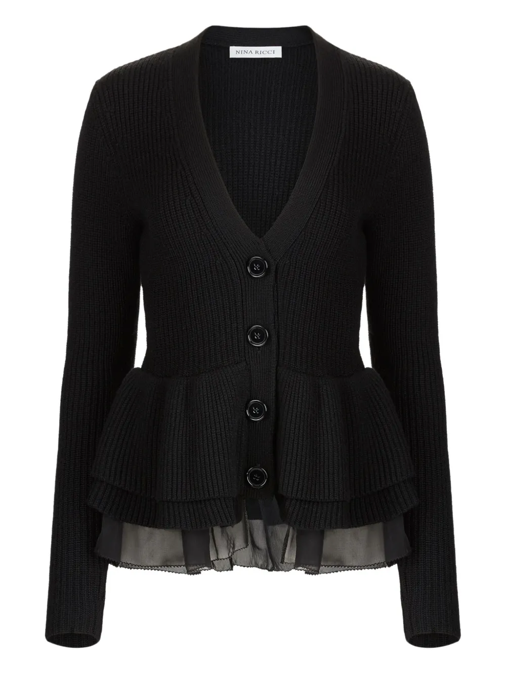 Nina Ricci ruffled peplum cardigan Zwart