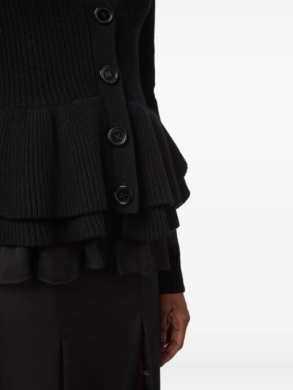 Nina Ricci ruffled peplum cardigan Zwart