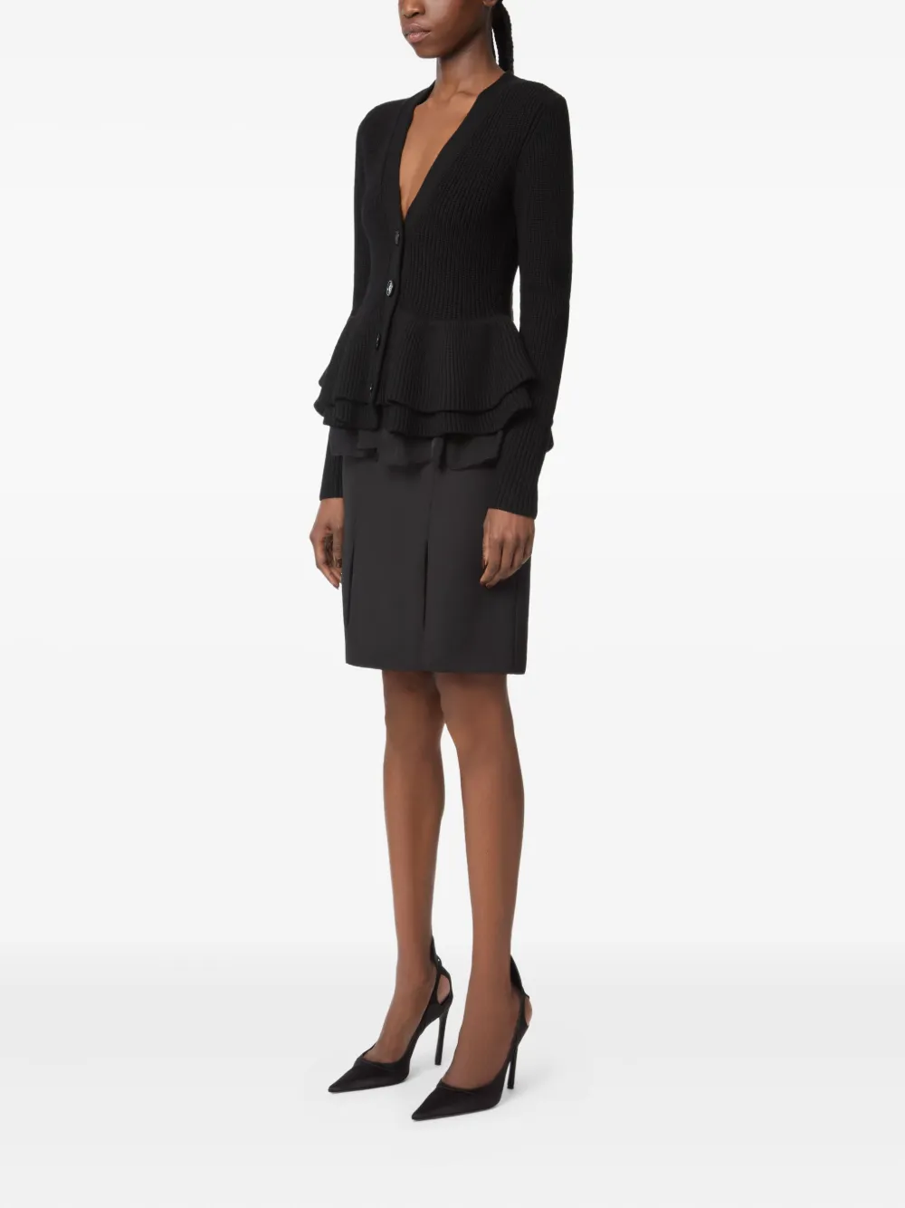 Nina Ricci ruffled peplum cardigan Zwart