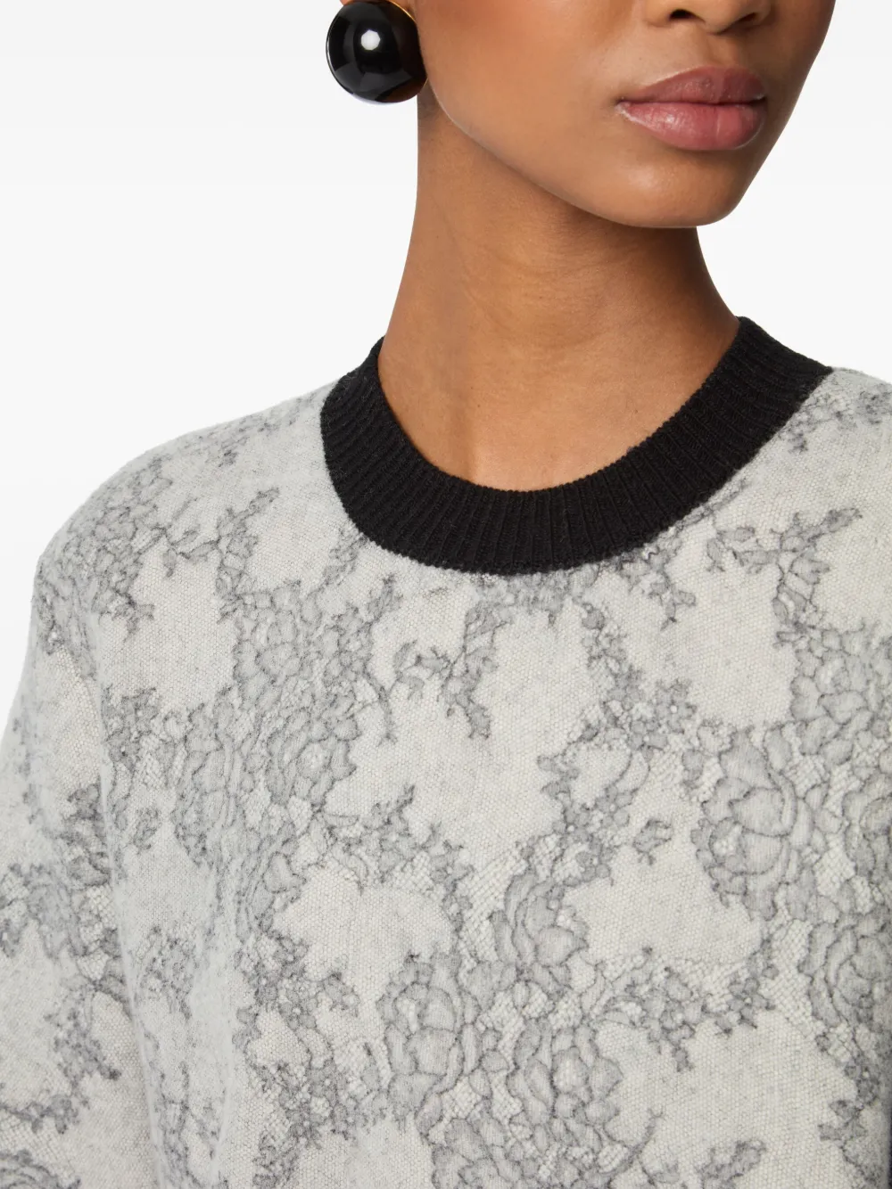 Nina Ricci Trui met jacquard van kant Beige