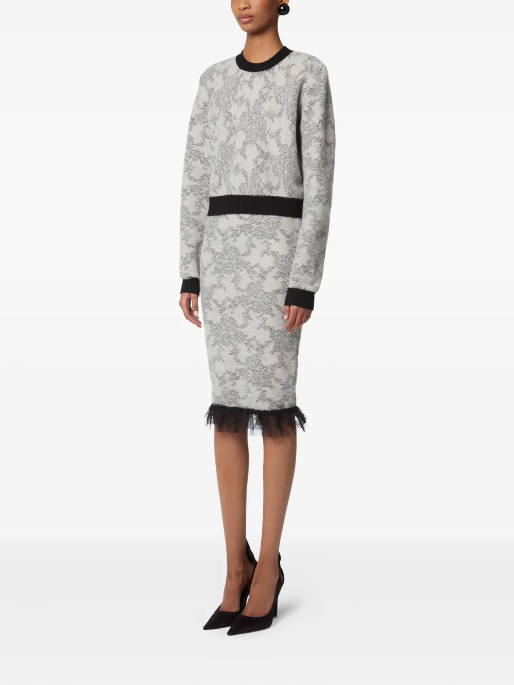 Nina Ricci Trui met jacquard van kant Beige