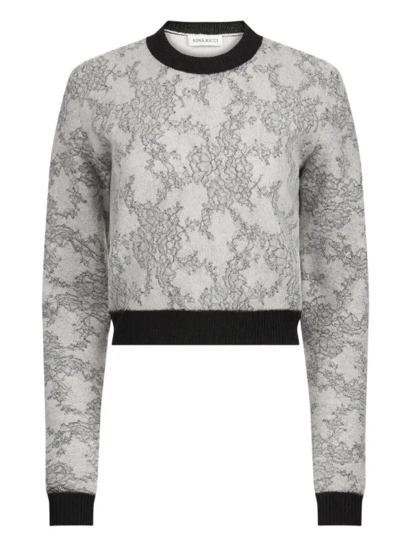 Nina Ricci Lace-jacquard Jumper in Neutrals