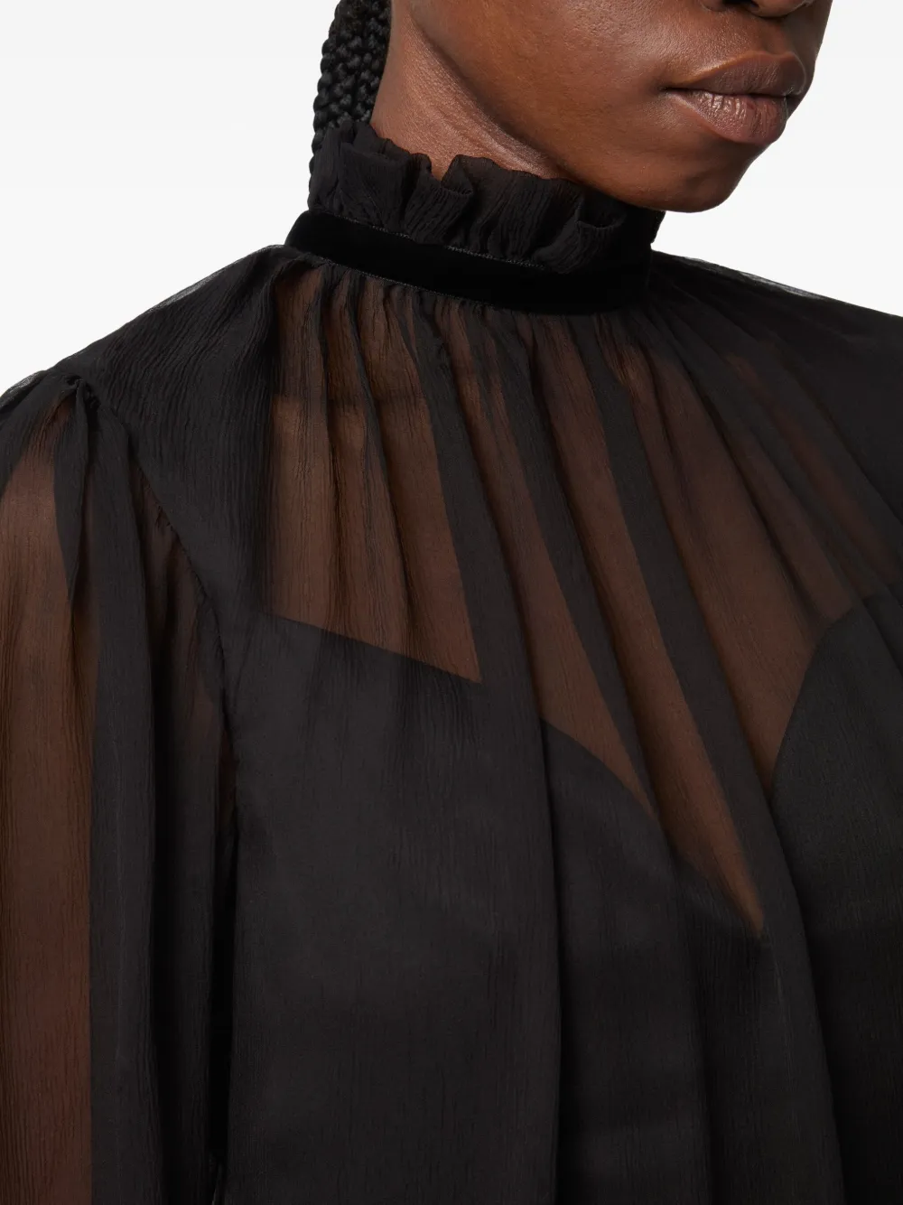 Nina Ricci high-neck balloon-sleeve mini dress Zwart
