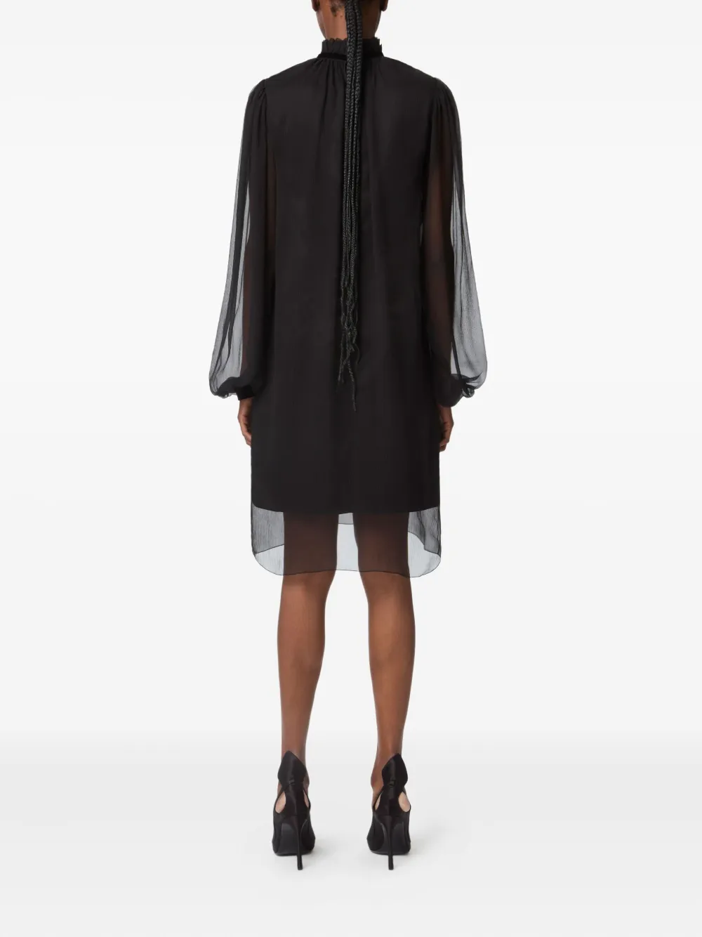 Nina Ricci high-neck balloon-sleeve mini dress Zwart