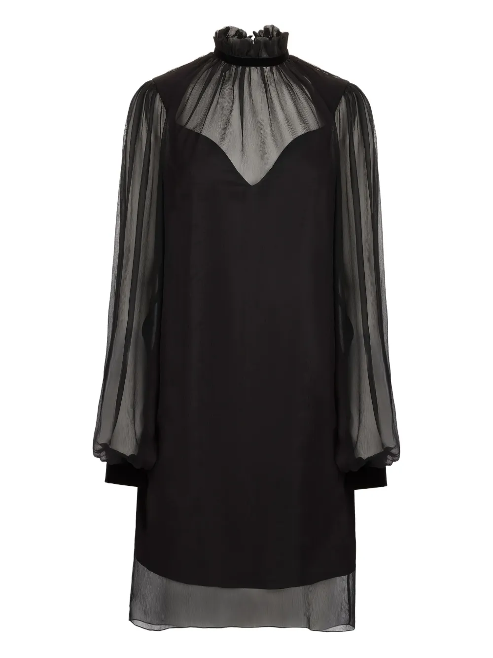 Nina Ricci high-neck balloon-sleeve mini dress Zwart