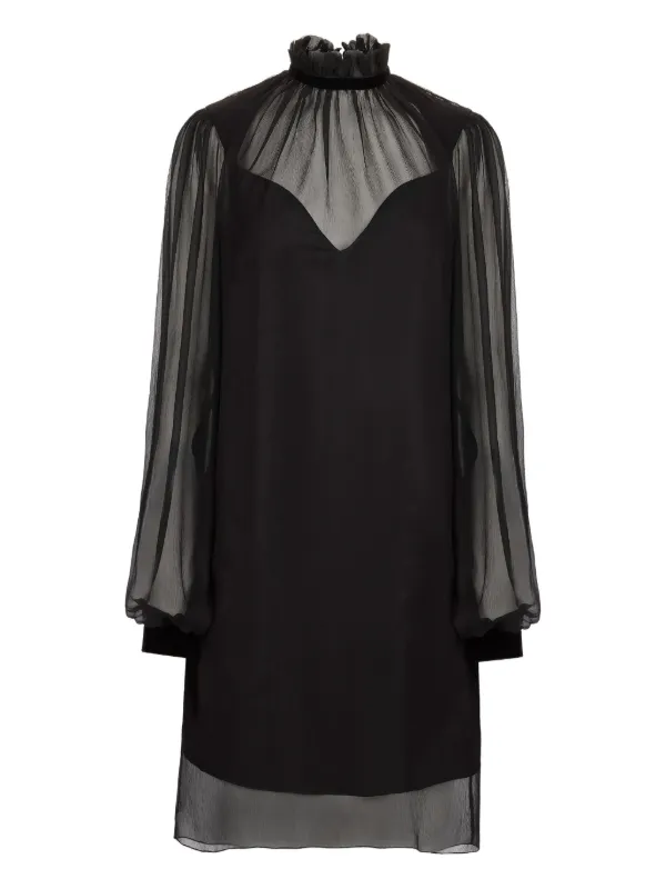 Nina Ricci high-neck balloon-sleeve Mini Dress | Black