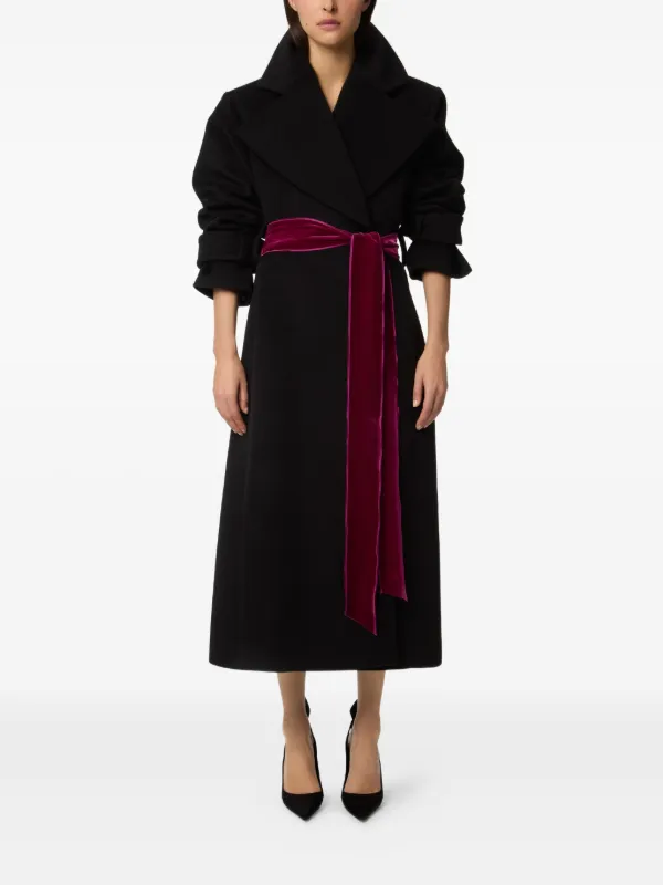 Nina Ricci ベルベットトリム コート | ブラック | FARFETCH JP Nina Ricci ベルベットトリム コート | ブラック | FARFETCH JP