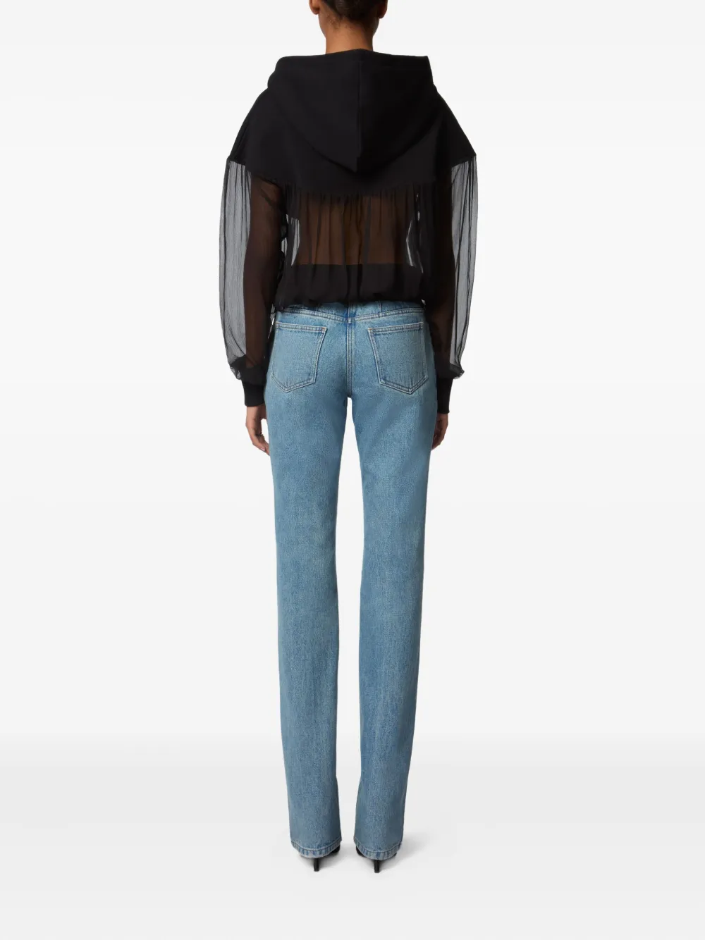 Nina Ricci Fleece hoodie met chiffon vlakken Zwart