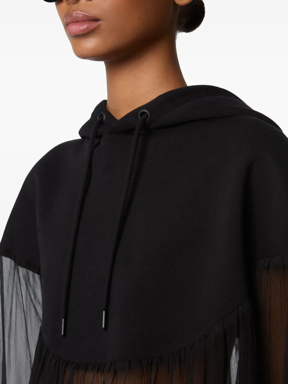 Nina Ricci Fleece hoodie met chiffon vlakken Zwart