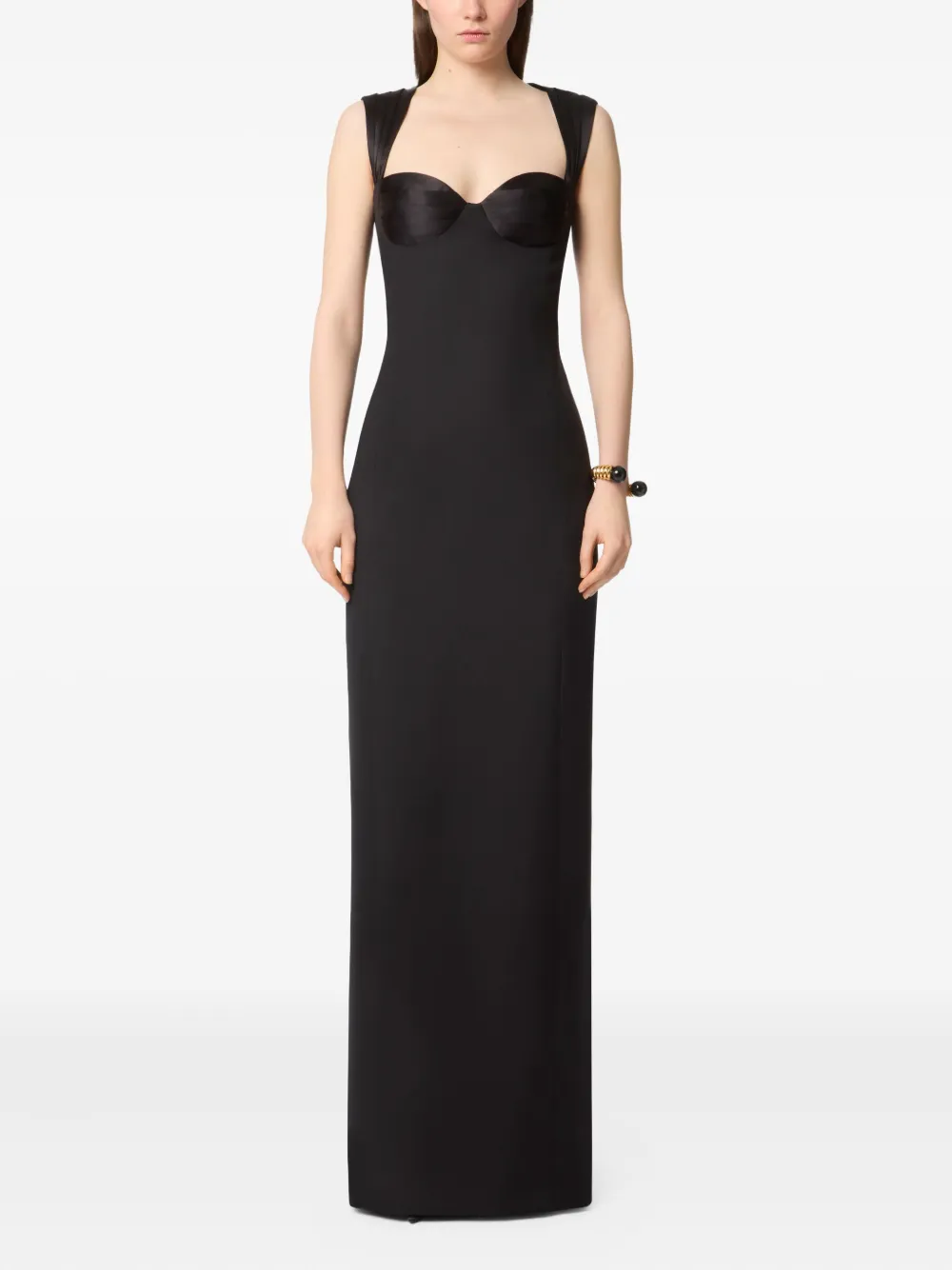 Nina Ricci Maxi-jurk met satijnen vlakken en open rug - Zwart