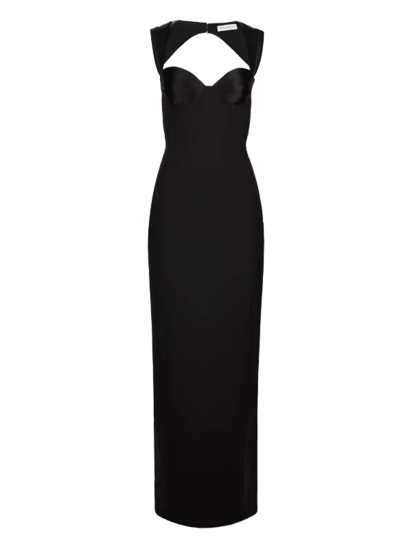 nina ricci open-back satin maxi dress Nina Ricci satin-panelled open-back Maxi Dress | Black