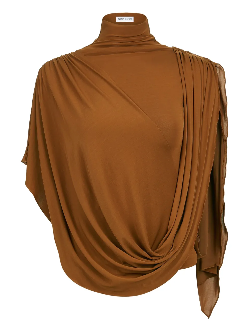 high-neck draped top