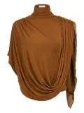 Nina Ricci high-neck draped top - Brown