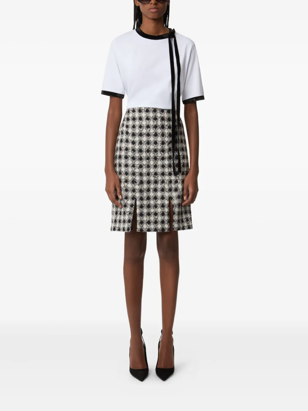 Nina Ricci Velvet-trimmed Bow T-shirt In White
