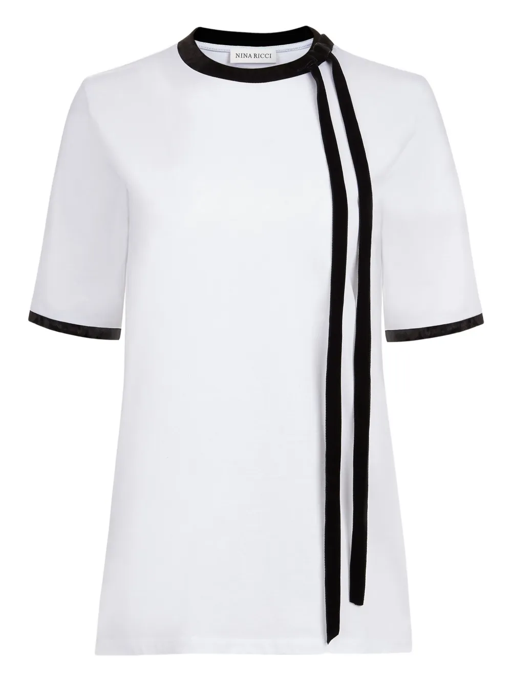 Nina Ricci Velvet-trimmed Bow T-shirt In White
