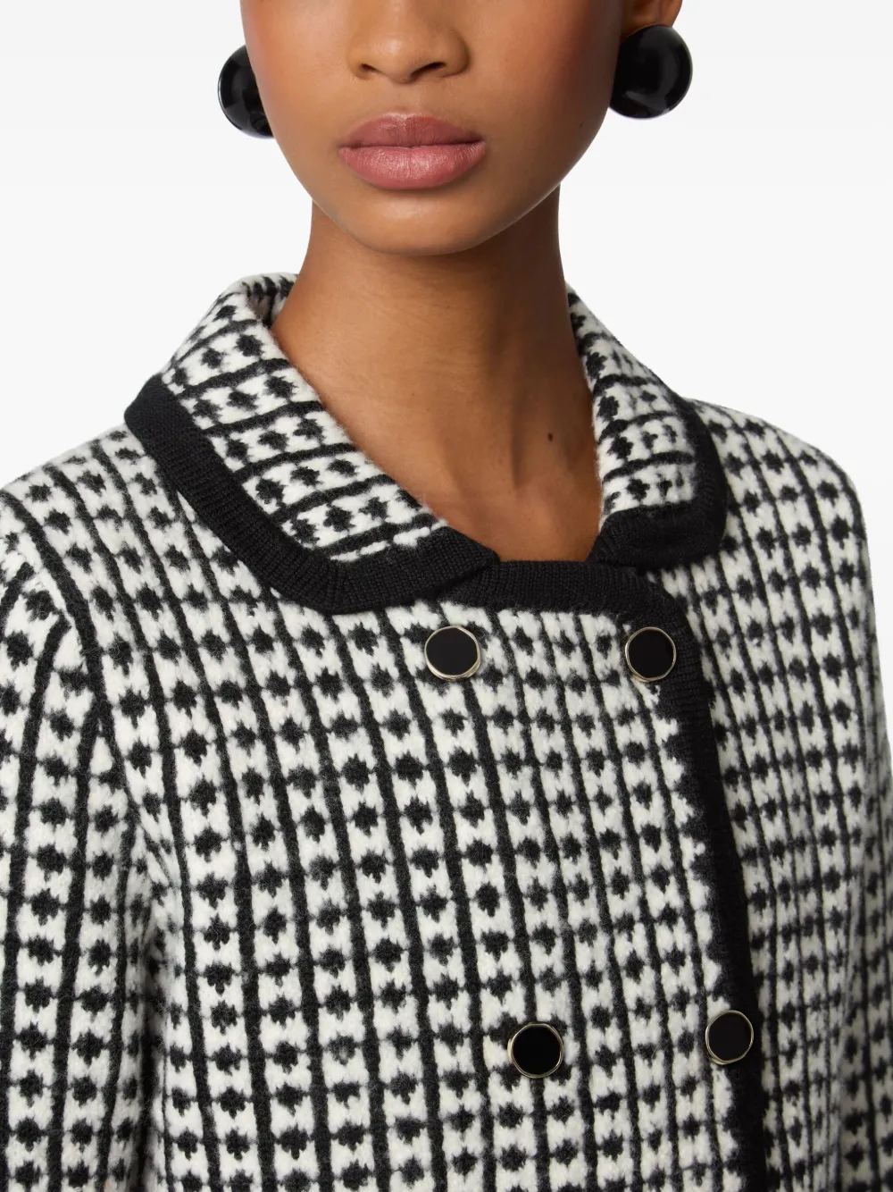 Nina Ricci tweed-effect double-breasted jacket Zwart