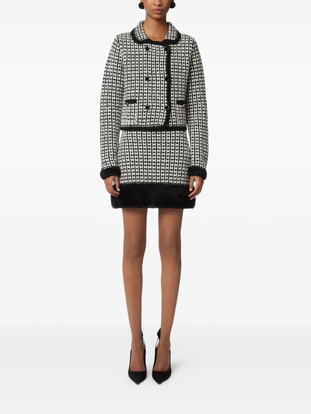 Nina Ricci tweed-effect double-breasted jacket Zwart